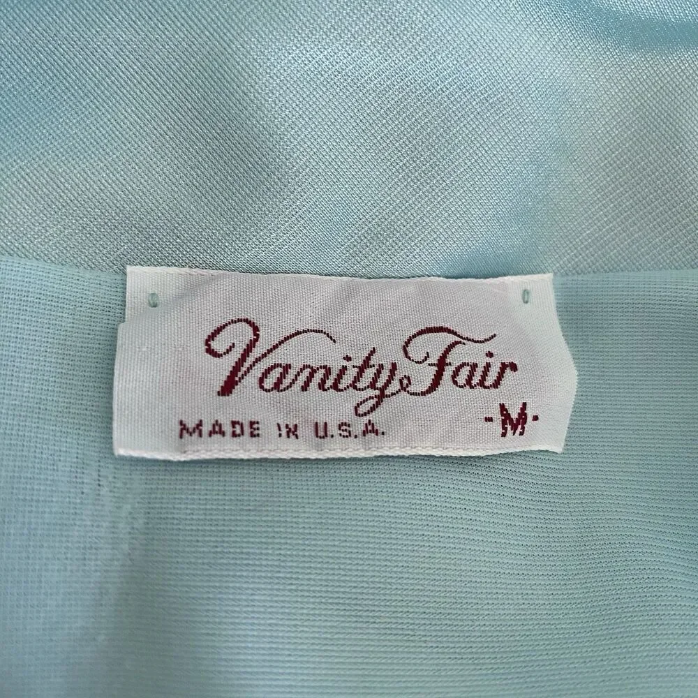 Vintage Vanity Fair Robe Women's Size Medium Dressing Gown Aqua Button Front